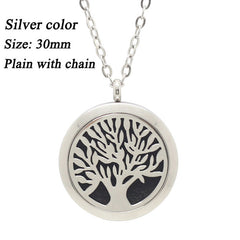 Life tree magnetic 316L stainless steel aromatherapy lockets