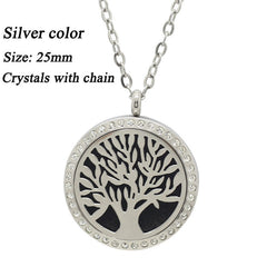 Life tree magnetic 316L stainless steel aromatherapy lockets