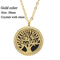 Life tree magnetic 316L stainless steel aromatherapy lockets