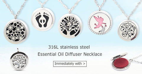 Life tree magnetic 316L stainless steel aromatherapy lockets