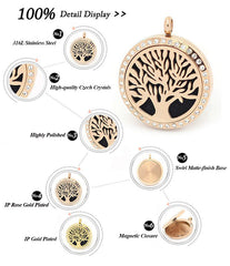 Life tree magnetic 316L stainless steel aromatherapy lockets