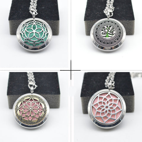 Essential Oil Diffuser Perfume Locket with Chain 30mm Stainless Steel